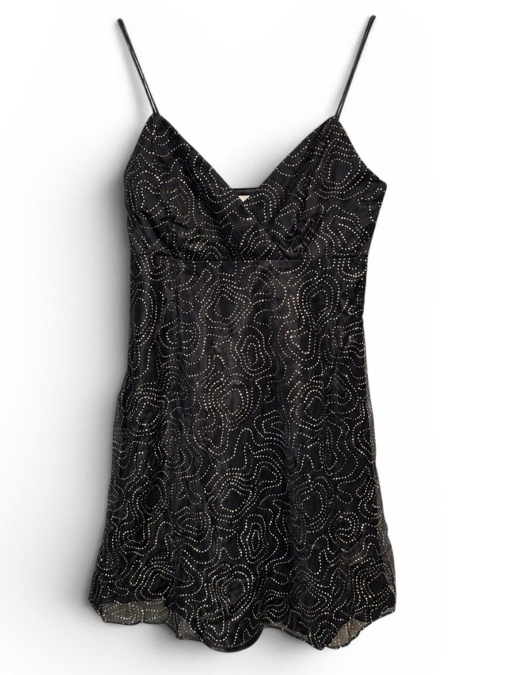 IN-CS Vintage Y2K Style Black Spaghetti Strap Dress with Rhinestones